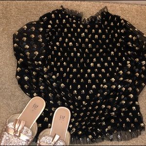 Zara girls gold leaf top size 10/12